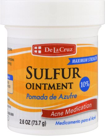 Sulfur Ointment, Acne Medication, Maximum Strength, 2.6 oz (73.7 g) by De La Cruz-Skönhet, Ansiktsvård, Hälsa
