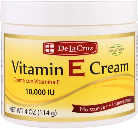 Vitamin E Cream, 10.000 IU, 4 oz (114 g) by De La Cruz-Skönhet, Ansiktsvård, Krämer Lotioner, Serum