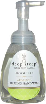 Argan Oil Foaming Hand Wash, Coconut - Lime, 8 fl oz (237 ml) by Deep Steep-Bad, Skönhet, Argan, Tvål, Skumande Tvål