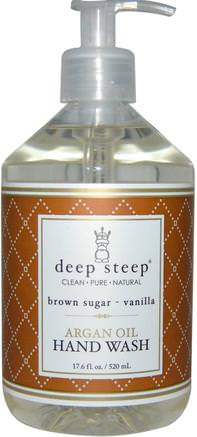 Argan Oil Hand Wash, Brown Sugar - Vanilla, 17.6 fl oz (520 ml) by Deep Steep-Bad, Skönhet, Arganbad