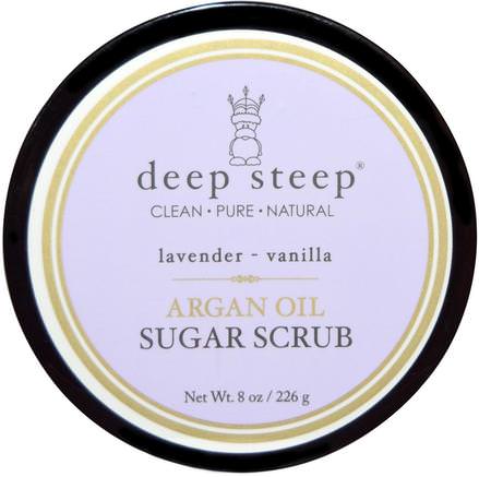 Argan Oil Sugar Scrub, Lavender - Vanilla, 8 oz (226 g) by Deep Steep-Bad, Skönhet, Argan, Kroppscrubs
