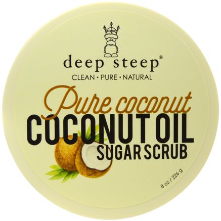 Pure Coconut, Coconut Oil, Sugar Scrub, 8 oz (226 g) by Deep Steep-Bad, Skönhet, Kroppscrubs
