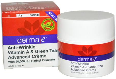 Anti-Wrinkle Vitamin A & Green Tea Advanced Cream, 2 oz (56 g) by Derma E-Skönhet, Anti-Åldrande, Hud