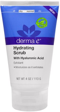 Hydrating Scrub with Hyaluronic Acid, 4 oz (113 g) by Derma E-Skönhet, Ansiktsvård, Hudtyp Normal Till Torr Hud, Ansiktsexfoliatorer