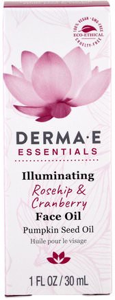 Illuminating Face Oil, Rosehip & Cranberry, 1 fl oz (30 ml) by Derma E-Skönhet, Ansiktsvård, Hudtyp Anti-Åldrande Hud