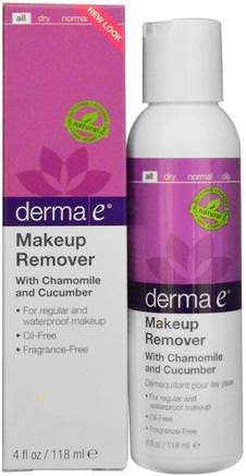 Makeup Remover with Chamomile and Cucumber, 4 fl oz (118 ml) by Derma E-Skönhet, Ansiktsvård, Ansiktsrengöring, Bad, Sminkborttagare