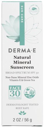 Natural Mineral Sunscreen, Sun Care, SPF 30, 2 oz (56 g) by Derma E-Bad, Skönhet, Solskyddsmedel, Spf 30-45