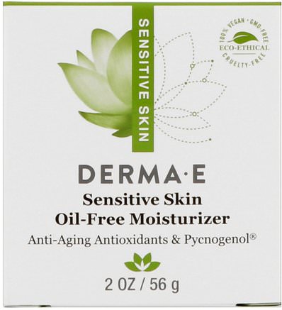 Sensitive Skin Oil-Free Moisturizer, 2 oz (56 g) by Derma E-Kosttillskott, Pyknogenol, Ansiktsvård, Krämer Lotioner, Serum