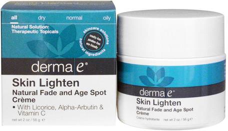 Skin Lighten, Natural Fade and Age Spot Cream, 2 oz (56 g) by Derma E-Skönhet, Anti-Åldrande, Ansiktsvård, Krämer Lotioner, Serum