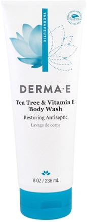 Tea Tree & Vitamin E Body Wash, 8 fl oz (236 ml) by Derma E-Skönhet, Ansiktsvård, Ansiktsrengöring, Bad, Duschgel
