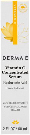 Vitamin C Concentrated Serum, Hyaluronic Acid, 2 fl oz (60 ml) by Derma E-Hälsa, Hudserum