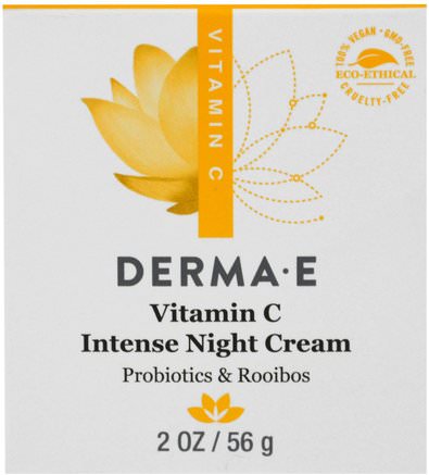 Vitamin C Intense Night Cream, Probiotics & Rooibos, 2 oz (56 g) by Derma E-Hälsa, Hud, Nattkrämer, Hudvård
