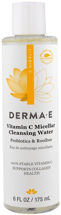 Vitamin C Micellar Cleansing Water, Probiotics & Rooibos, 6 fl oz (175 ml) by Derma E-Skönhet, Ansiktsvård, Ansiktsrengöring