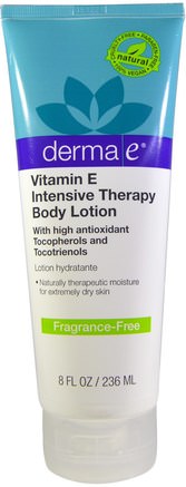 Vitamin E Intensive Therapy Body Lotion, Fragrance-Free, 8 fl oz (236 ml) by Derma E-Hälsa, Hud, Vitamin E Oljekräm, Bad, Skönhet, Body Lotion