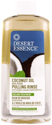 Coconut Oil Dual Phase Pulling Rinse, 8 fl oz (240 ml) by Desert Essence-Bad, Skönhet, Muntlig Tandvård, Munvatten