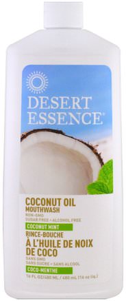 Coconut Oil Mouthwash, Coconut Mint, 16 fl oz (480 ml) by Desert Essence-Bad, Skönhet, Muntlig Tandvård, Munvatten