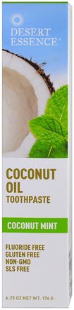 Coconut Oil Toothpaste, Coconut Mint, 6.25 oz (176 g) by Desert Essence-Bad, Skönhet, Oral Tandvård, Tandkräm