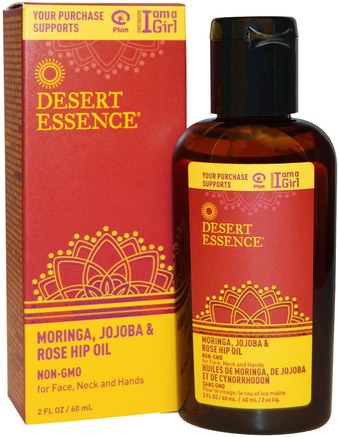 Moringa, Jojoba & Rose Hip Oil, 2 fl oz (60 ml) by Desert Essence-Hälsa, Hud, Jojobaolja, Bad, Skönhet, Essentiella Oljor Av Aromaterapi, Rosa Höftfröolja