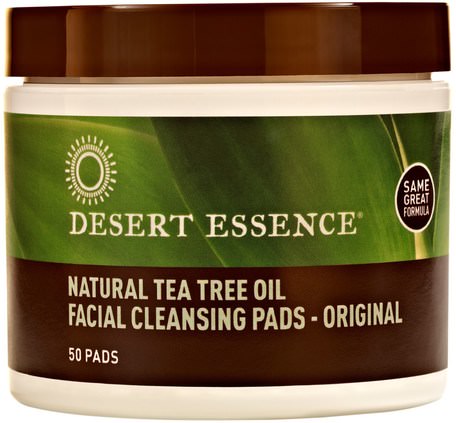Natural Tea Tree Oil Facial Cleansing Pads, Original, 50 Pads by Desert Essence-Skönhet, Ansiktsvård, Ansiktsrengöring, Hälsa, Hud