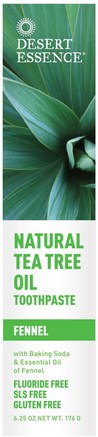 Natural Tea Tree Oil Toothpaste, Fennel, 6.25 oz (176 g) by Desert Essence-Bad, Skönhet, Tandkräm, Hud, Tea Tree, Tea Produkter