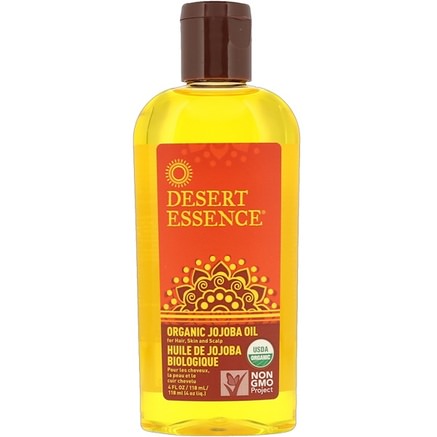 Organic Jojoba Oil for Hair, Skin & Scalp, 4 fl oz (118 ml) by Desert Essence-Hälsa, Hud, Jojobaolja