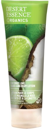 Organics, Hand and Body Lotion, Coconut Lime, 8 fl oz (237 ml) by Desert Essence-Bad, Skönhet, Body Lotion