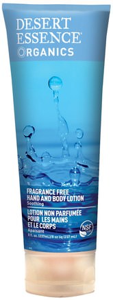 Organics, Hand and Body Lotion, Fragrance Free, 8 fl oz (237 ml) by Desert Essence-Hälsa, Hud, Kroppslotion