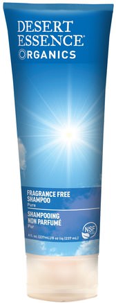 Organics, Shampoo, Fragrance Free, 8 fl oz (237 ml) by Desert Essence-Bad, Skönhet, Schampo, Hår, Hårbotten, Balsam