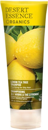Organics, Shampoo, Lemon Tea Tree, 8 fl oz (237 ml) by Desert Essence-Bad, Skönhet, Schampo, Hår, Hårbotten, Balsam