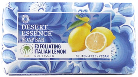 Soap Bar, Exfoliating Italian Lemon, 5 oz (155.5 g) by Desert Essence-Bad, Skönhet, Tvål