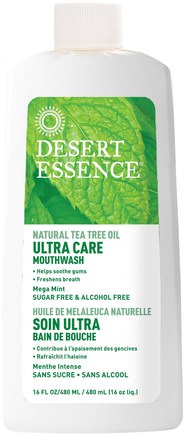 Ultra Care Mouthwash, Mega Mint, 16 fl oz (480 ml) by Desert Essence-Bad, Skönhet, Muntlig Tandvård, Munvatten