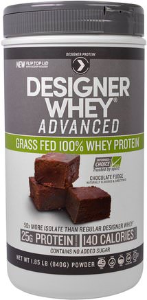 Designer Whey Advanced, Grass Fed 100% Whey Protein, Chocolate Fudge, 1.85 lb (840 g) by Designer Protein-Kosttillskott, Vassleprotein, Sportprotein