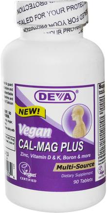Vegan, Cal-Mag Plus, 90 Tablets by Deva-Kosttillskott, Mineraler, Kalcium