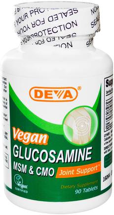Vegan, Glucosamine, MSM & CMO, 90 Tablets by Deva-Hälsa, Ben, Osteoporos, Gemensam Hälsa