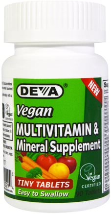 Vegan, Multivitamin & Mineral Supplement, Tiny Tablets, 90 Tablets by Deva-Vitaminer, Multivitaminer
