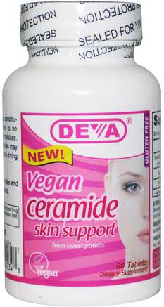 Vegan, Ceramide, Skin Support, 60 Tablets by Deva-Sverige