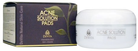 Natural Skin Care, Acne Solution Pads, 2 oz (60 g) by DeVita-Hälsa, Akne, Hud Typ Akne Benägen Hud, Skönhet, Salicylsyra