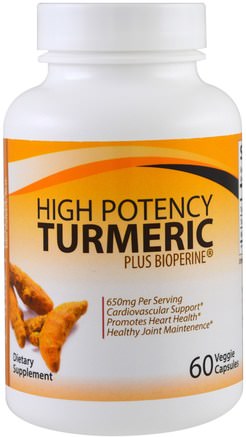 High Potency Turmeric Plus Bioperine, 60 Veggie Caps by Divine Health-Kosttillskott, Antioxidanter, Curcumin