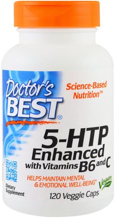 5-HTP, Enhanced with Vitamins B6 & C, 120 Veggie Caps by Doctors Best-Kosttillskott, 5-Htp