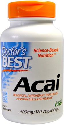 Acai, 500 mg, 120 Veggie Caps by Doctors Best-Kosttillskott, Frukt Extrakt, Super Frukter, Acai Berry Juice Extrakt, Acai Kapslar Softgels