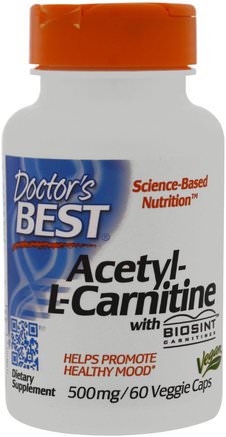 Aceteyl-L-Carnitine with Biosint Carnitines, 500 mg, 60 Veggie Caps by Doctors Best-Kosttillskott, Aminosyror, L Karnitin, Acetyl L Karnitin