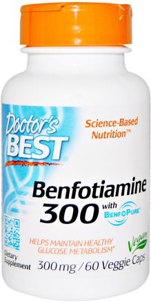 Benfotiamine with BenfoPure, 300 mg, 60 Veggie Caps by Doctors Best-Kosttillskott, Benfotiamin
