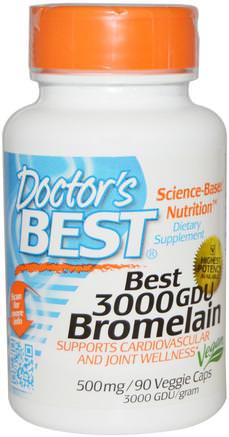 Best 3000 GDU Bromelain, 500 mg, 90 Veggie Caps by Doctors Best-Kosttillskott, Enzymer, Bromelain