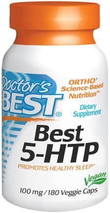 Best 5-HTP, 100 mg, 180 Veggie Caps by Doctors Best-Kosttillskott, 5-Htp, 5-Htp 100 Mg