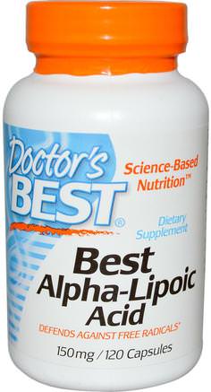 Best Alpha Lipoic Acid, 150 mg, 120 Capsules by Doctors Best-Kosttillskott, Antioxidanter, Alfa-Liposyra, Alfa-Liposyra 150 Mg