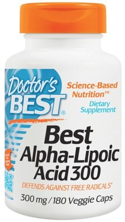 Best Alpha-Lipoic Acid, 300 mg, 180 Veggie Caps by Doctors Best-Kosttillskott, Antioxidanter, Alfa-Liposyra, Alfa-Liposyra 300 Mg