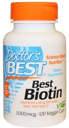 Best Biotin, 5000 mcg, 120 Veggie Caps by Doctors Best-Vitaminer, Vitamin B, Biotin