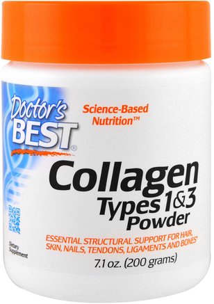 Best Collagen, Types 1 & 3, Powder, 7.1 oz (200 g) by Doctors Best-Hälsa, Ben, Osteoporos, Kollagen