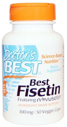 Best Fisetin, Featuring Novusetin, 100 mg, 30 Veggie Caps by Doctors Best-Hälsa, Uppmärksamhet Underskott Störning, Lägg Till, Adhd, Hjärna