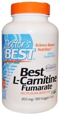 Best L-Carnitine Fumarate, 855 mg, 180 Veggie Caps by Doctors Best-Kosttillskott, Aminosyror, L Karnitin, L Karnitinfumarat